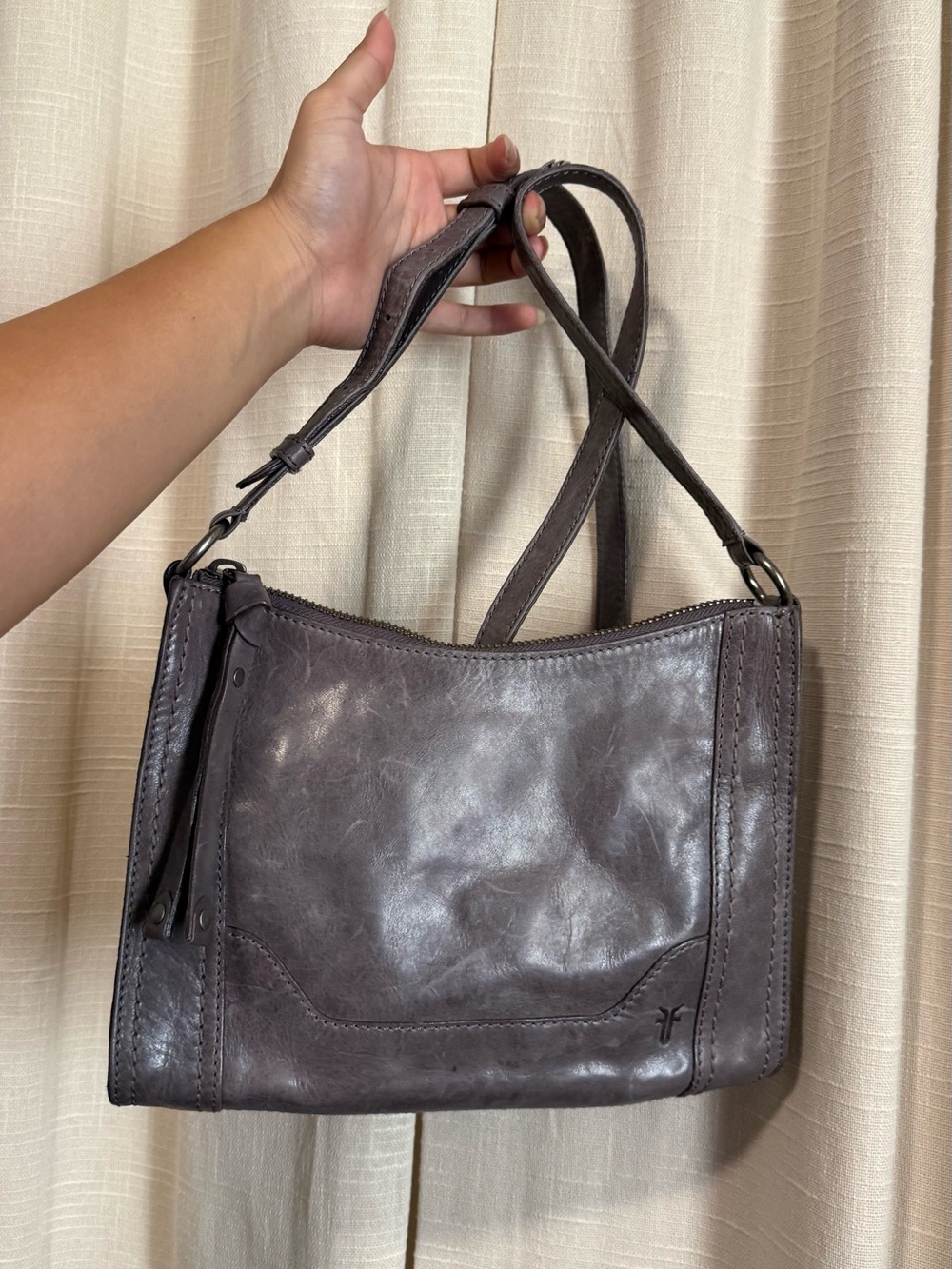 Frye Leather cross body Shoulder Bag in Dark Gray